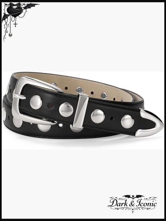 Faux Leather Studded Punk Belt - Adjustable Waist main image 6